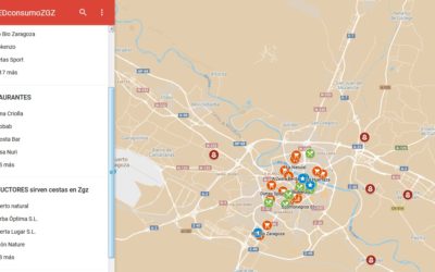 Mapa de puntos de venta y consumo de producto ecológico en Zaragoza
